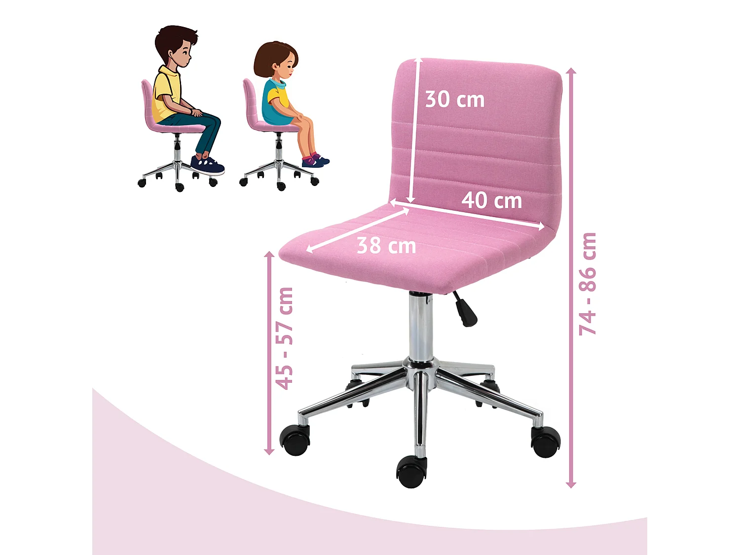 KINDERSCHREIBTISCHSTUHL LINUS Stoffbezug Pink