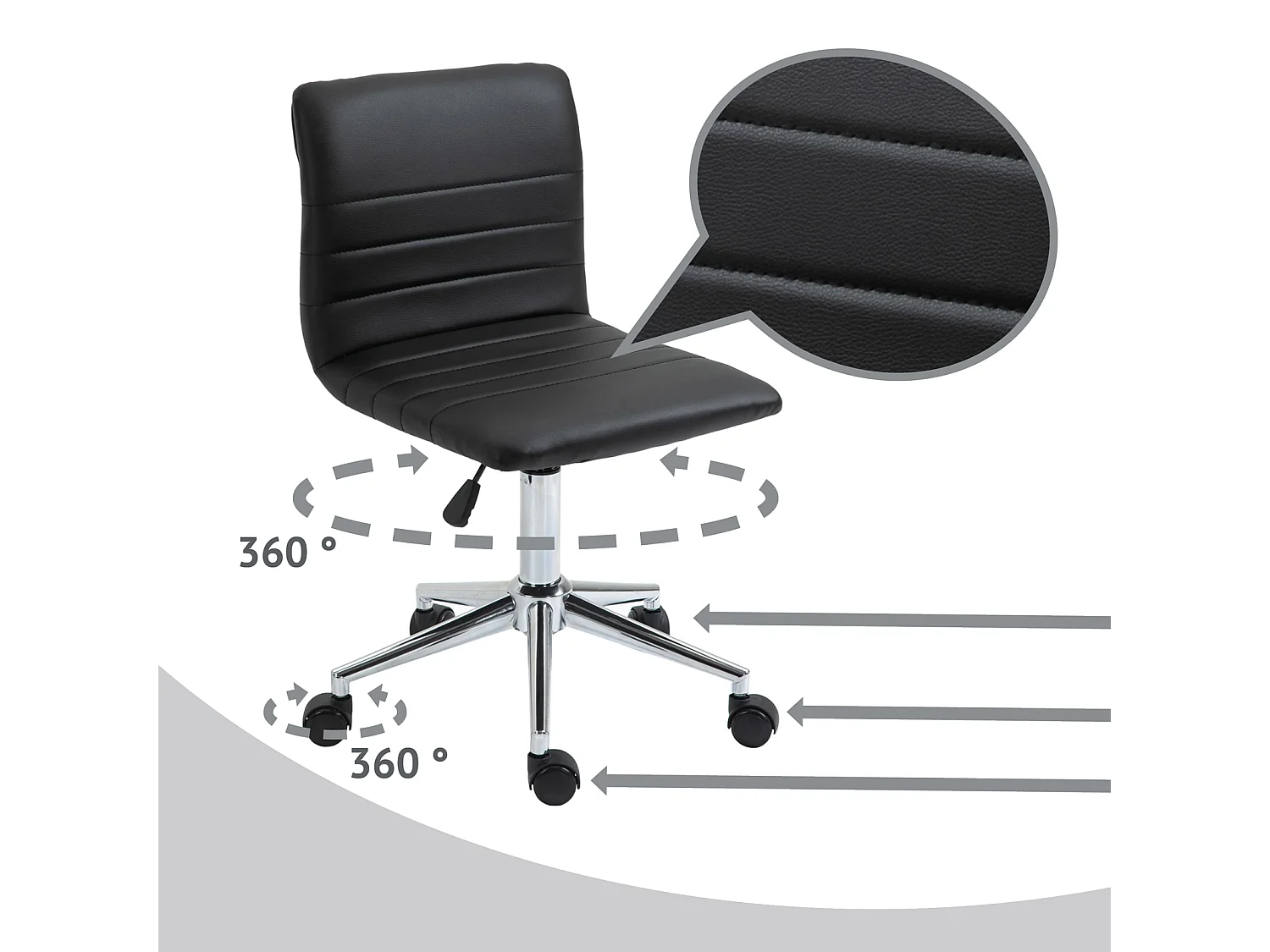 SVITA LINUS chaise de bureau chaise pivotante pour enfant revêtement en simili cuir noir