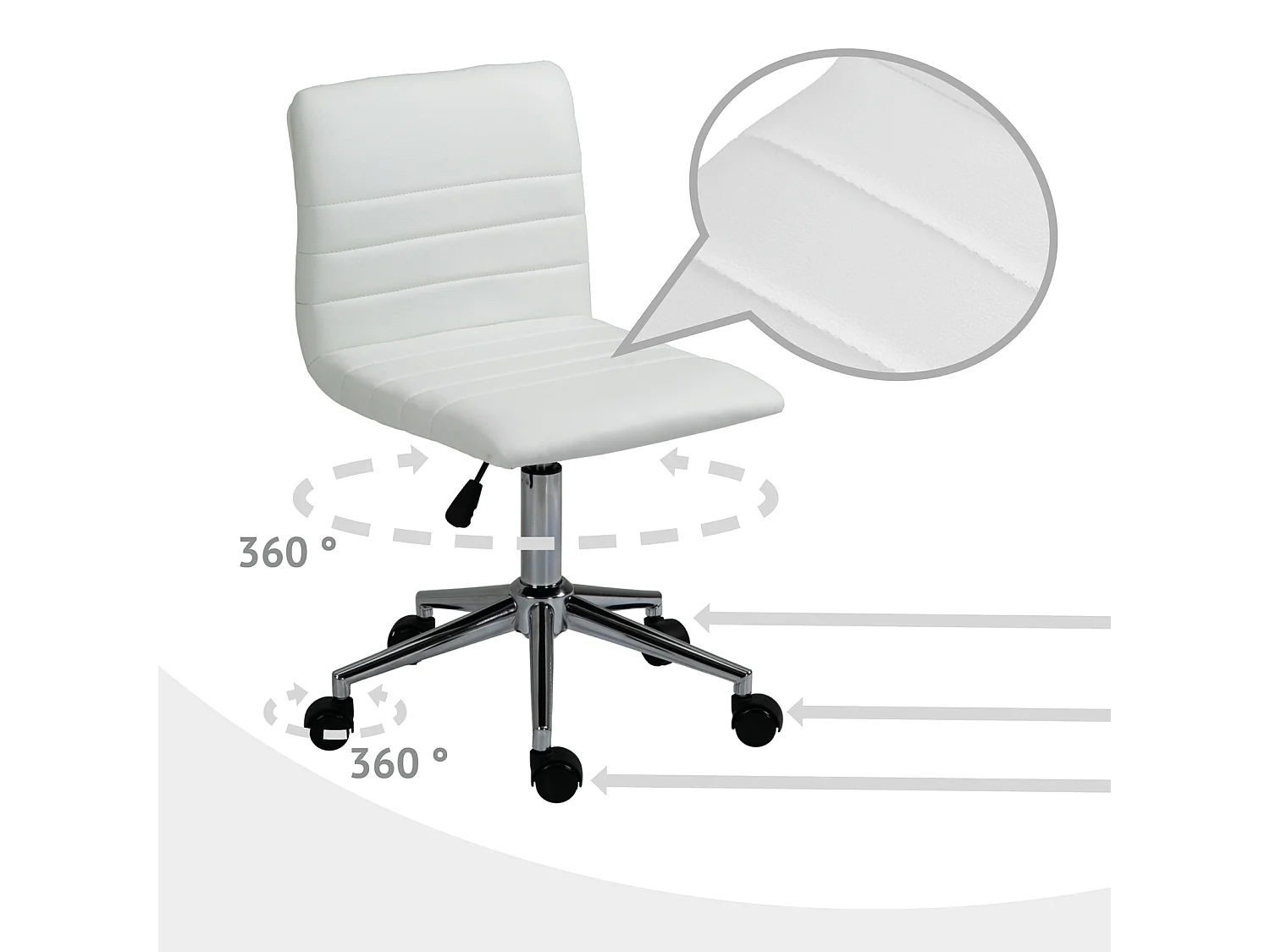 SVITA LINUS chaise de bureau chaise pivotante pour enfant revêtement en simili cuir blanc