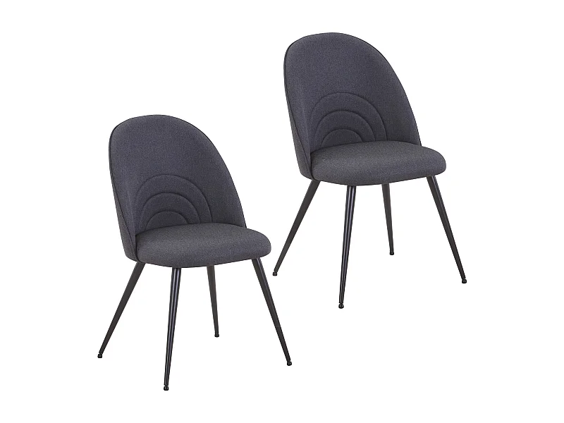 SVITA ANITA lot de 2 chaises de salle à manger rembourrées revêtement tissu pieds métal noire