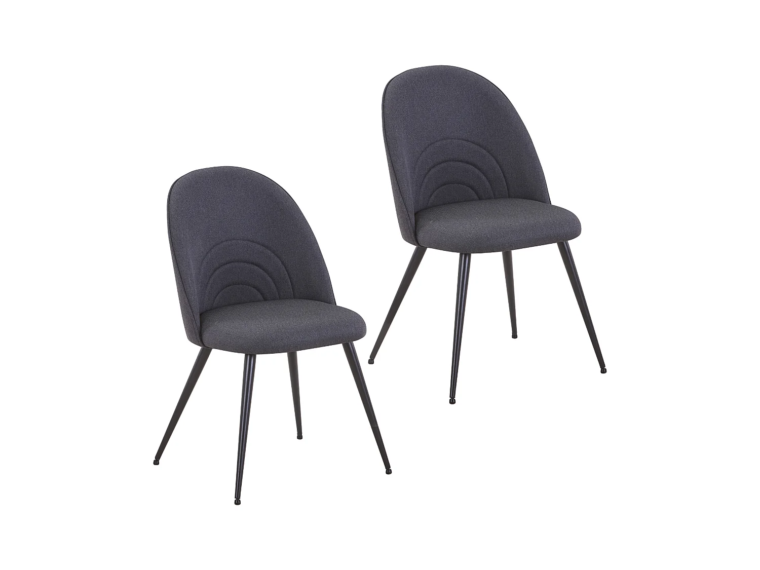 SVITA ANITA lot de 2 chaises de salle à manger rembourrées revêtement tissu pieds métal noire