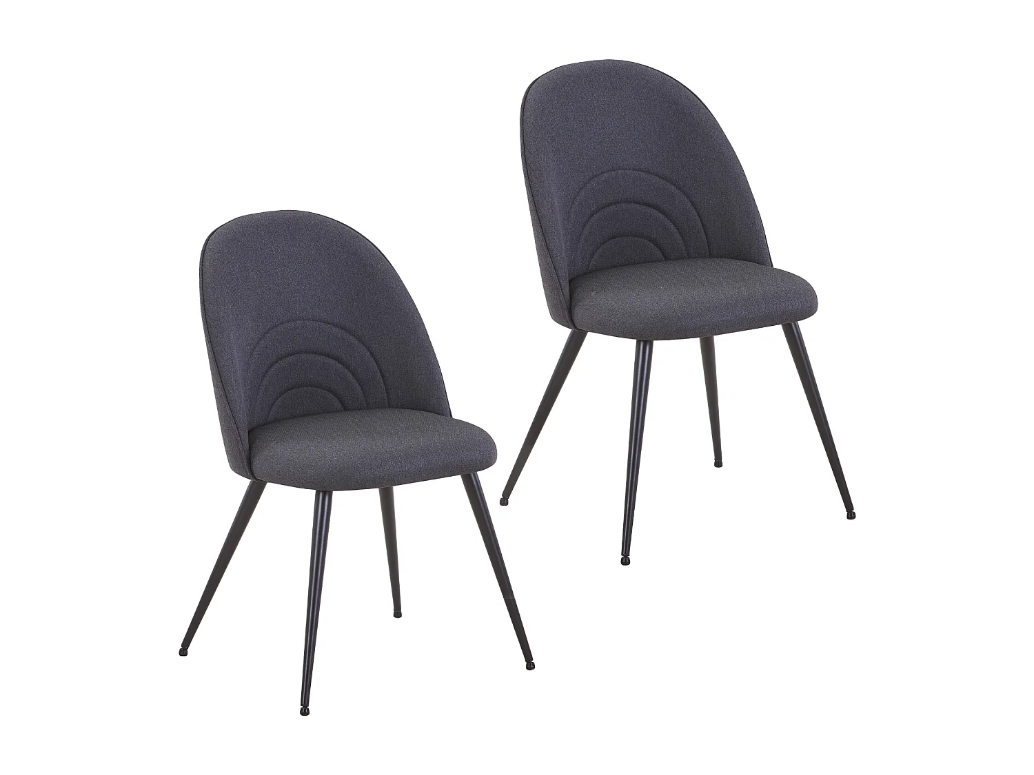 SVITA ANITA lot de 2 chaises de salle à manger rembourrées revêtement tissu pieds métal noire