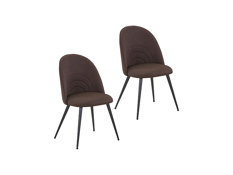 SVITA ANITA lot de 2 chaises de salle à manger rembourrées revêtement tissu pieds métal marron