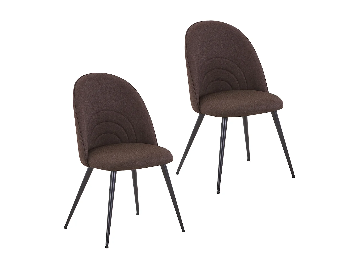 SVITA ANITA lot de 2 chaises de salle à manger rembourrées revêtement tissu pieds métal marron