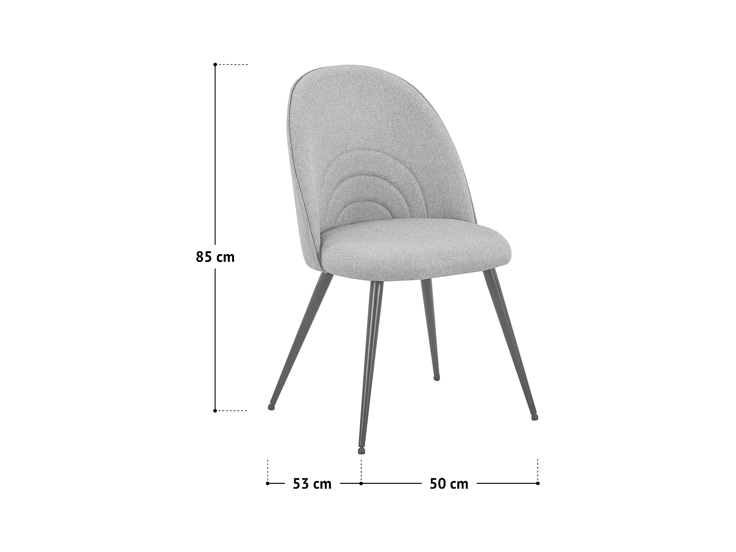 SVITA ANITA lot de 2 chaises de salle à manger rembourrées revêtement tissu pieds métal marron