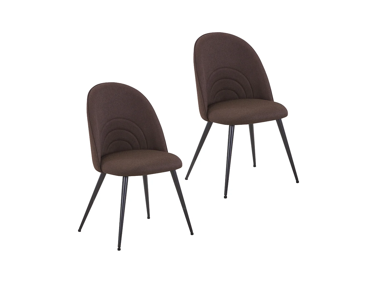 SVITA ANITA lot de 2 chaises de salle à manger rembourrées revêtement tissu pieds métal marron
