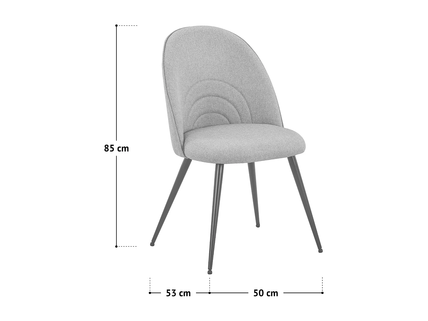 SVITA ANITA lot de 2 chaises de salle à manger rembourrées revêtement tissu pieds métal marron