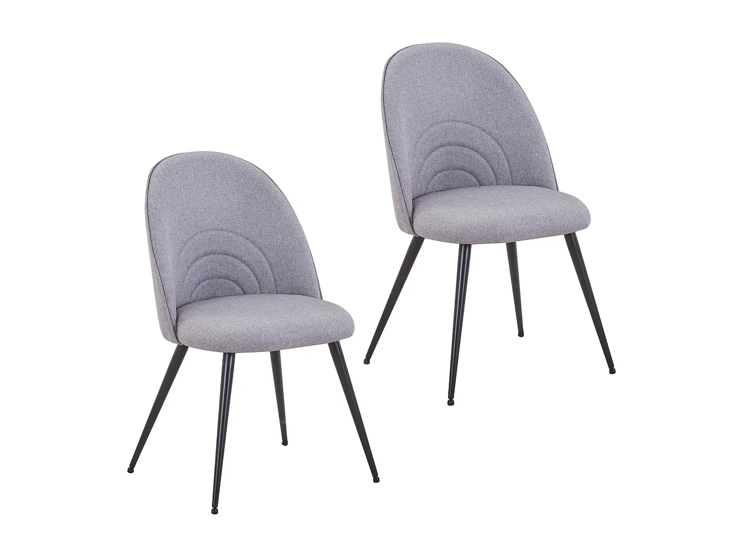 SVITA ANITA lot de 2 chaises de salle à manger rembourrées revêtement tissu pieds métal gris clair