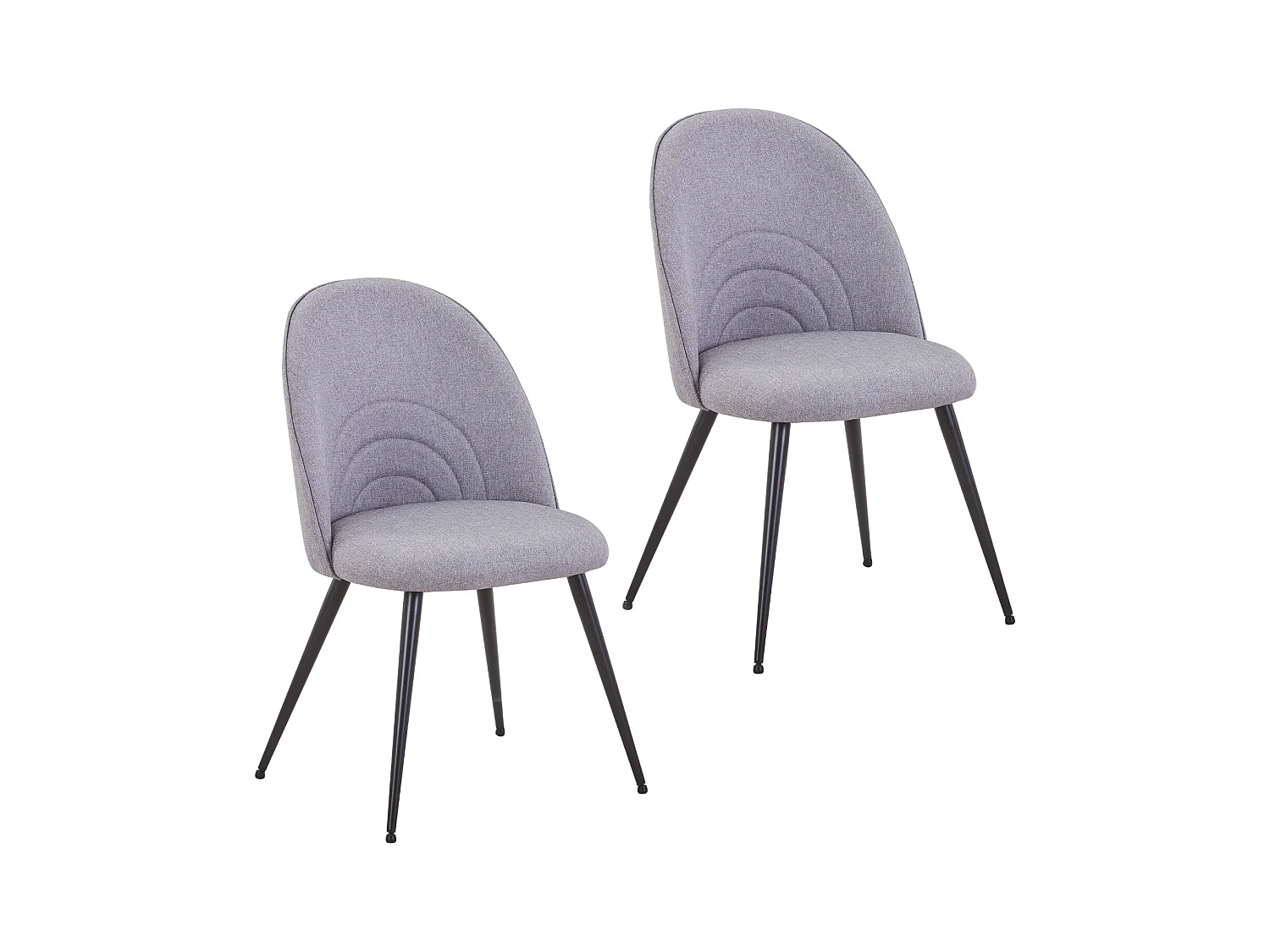 SVITA ANITA lot de 2 chaises de salle à manger rembourrées revêtement tissu pieds métal gris clair