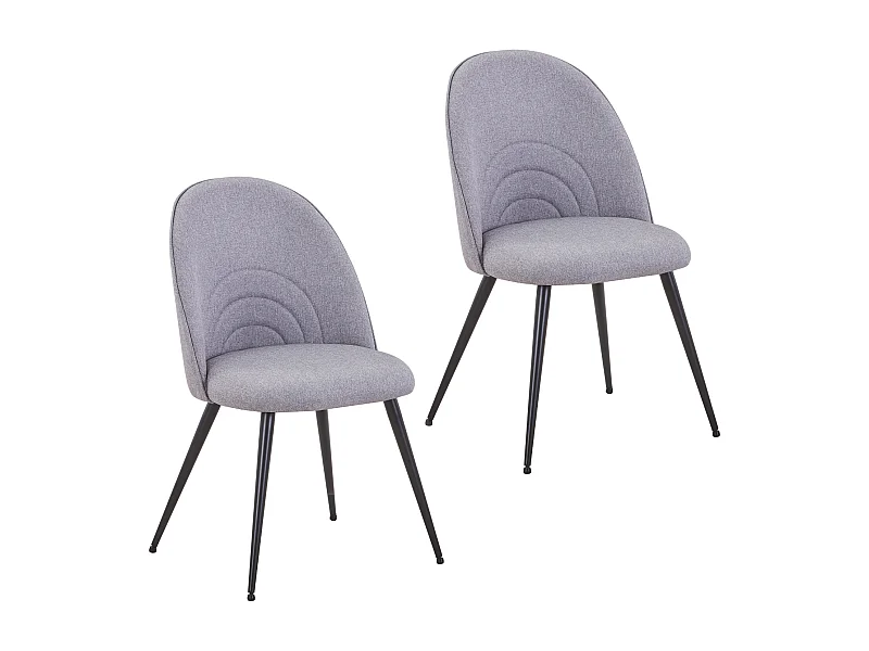 SVITA ANITA lot de 2 chaises de salle à manger rembourrées revêtement tissu pieds métal gris clair