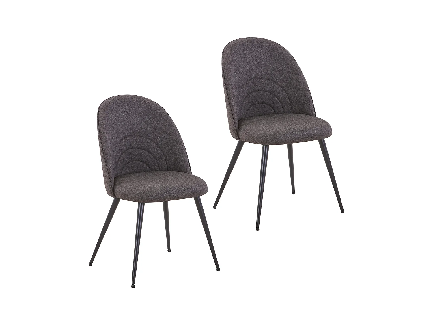 SVITA ANITA lot de 2 chaises de salle à manger rembourrées revêtement tissu pieds métal gris foncé