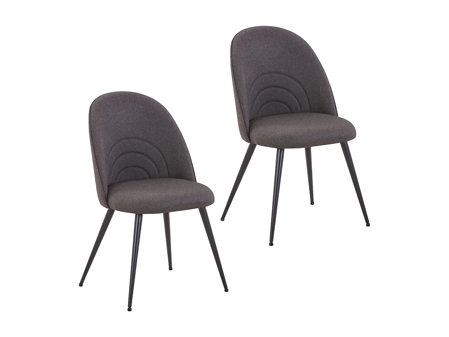 SVITA ANITA lot de 2 chaises de salle à manger rembourrées revêtement tissu pieds métal gris foncé