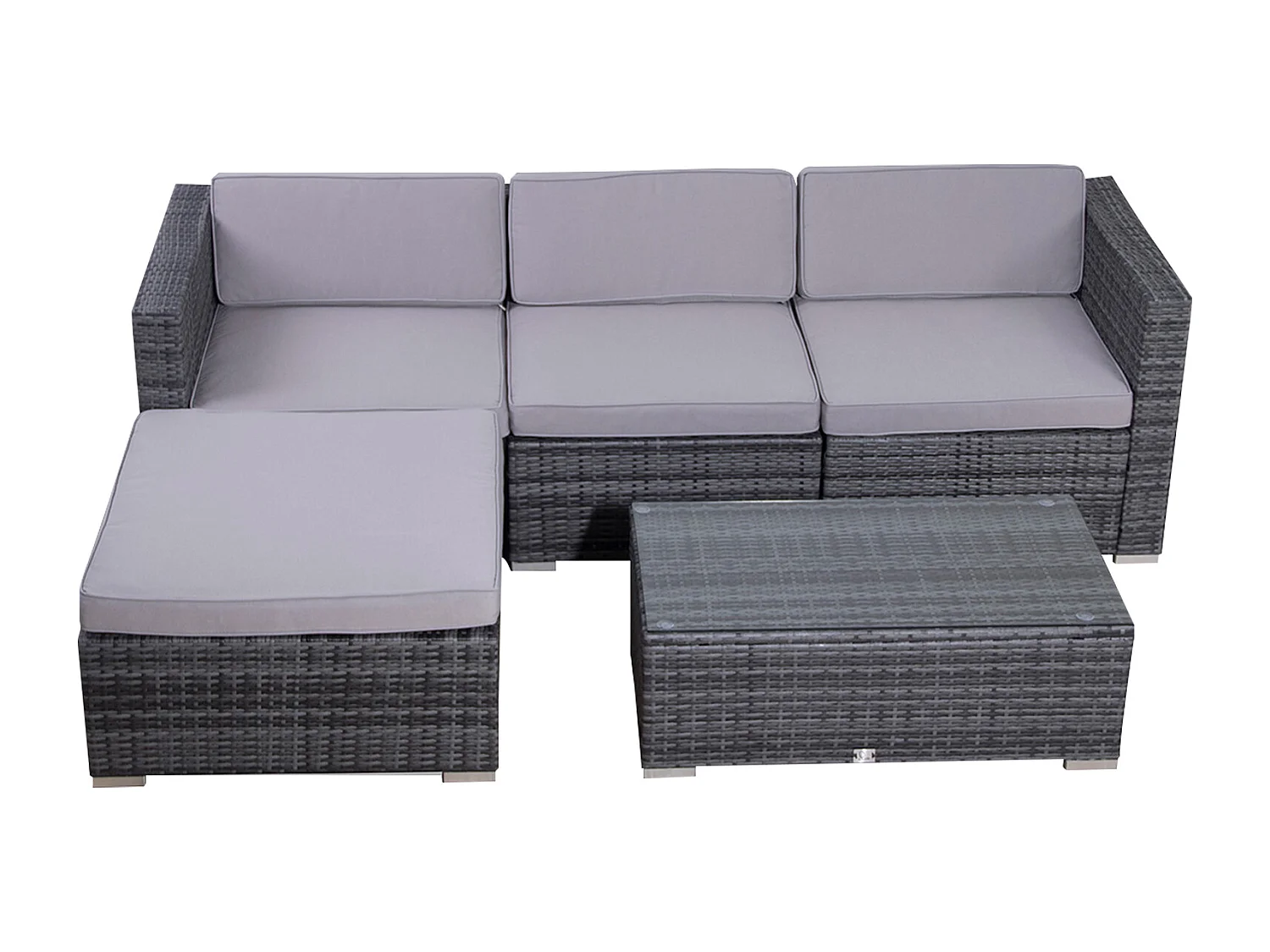 SVITA CALIFORNIA salon de jardin salon de jardin en polyrotin salon de balcon en rotin gris