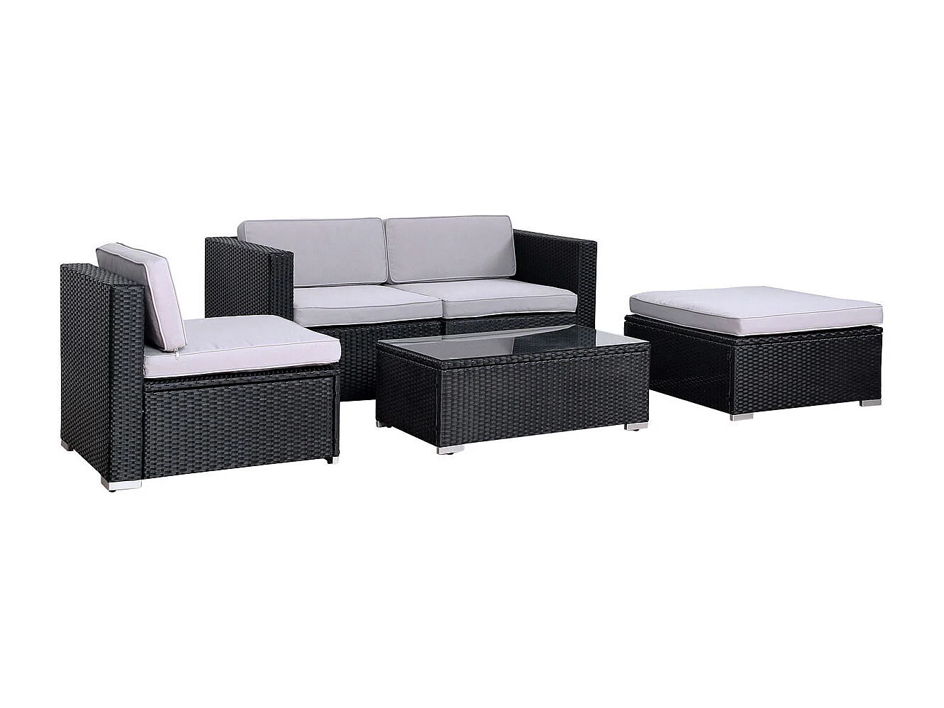 SVITA CALIFORNIA salon de jardin salon de jardin en polyrotin salon de balcon salon en rotin noir