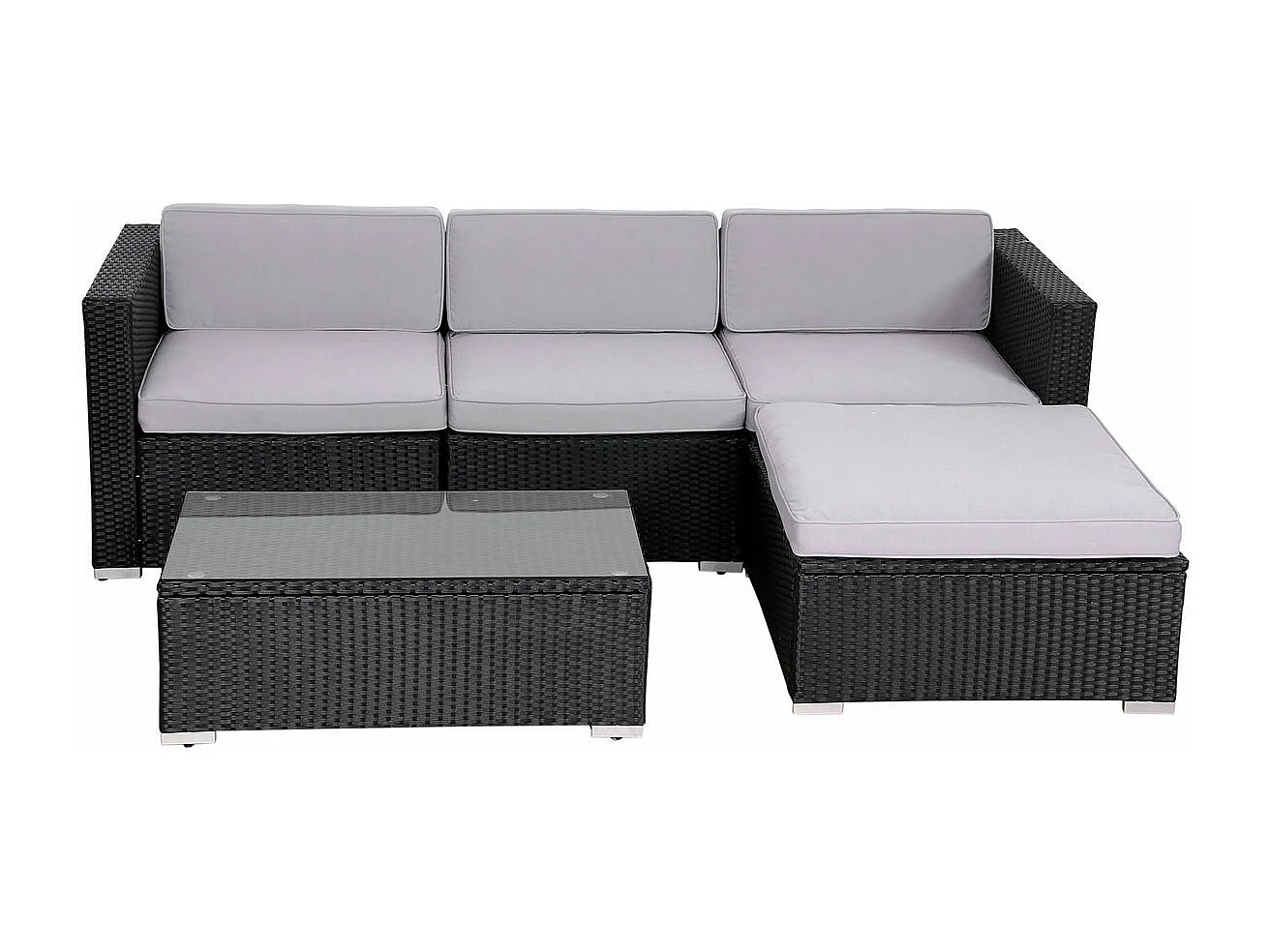 SVITA CALIFORNIA salon de jardin salon de jardin en polyrotin salon de balcon salon en rotin noir