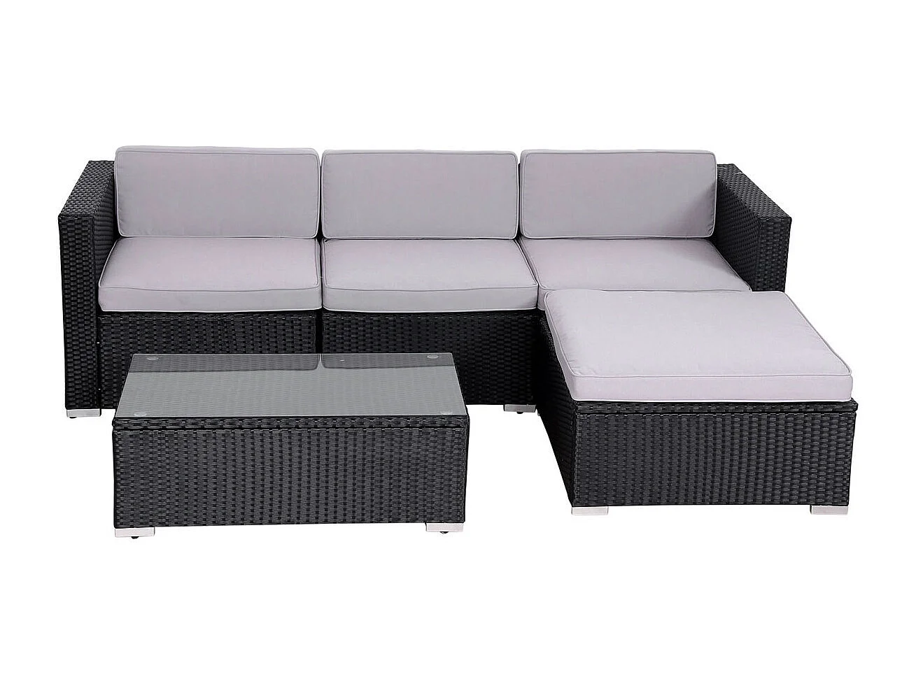 SVITA CALIFORNIA salon de jardin salon de jardin en polyrotin salon de balcon salon en rotin noir