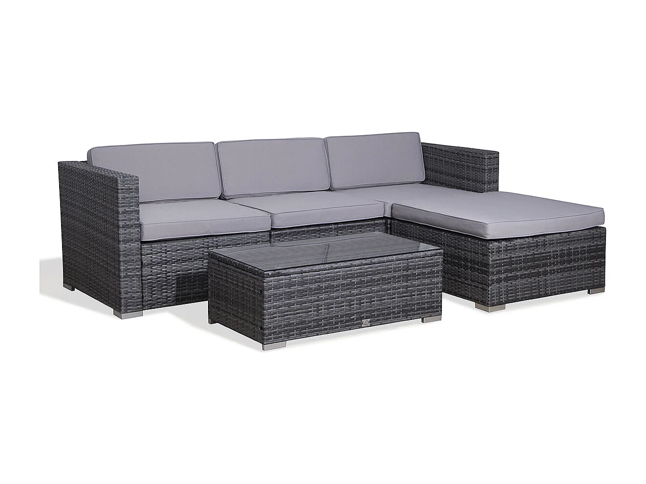 SVITA CALIFORNIA salon de jardin avec housse salon de jardin en polyrotin salon de balcon en rotin avec coussin gris