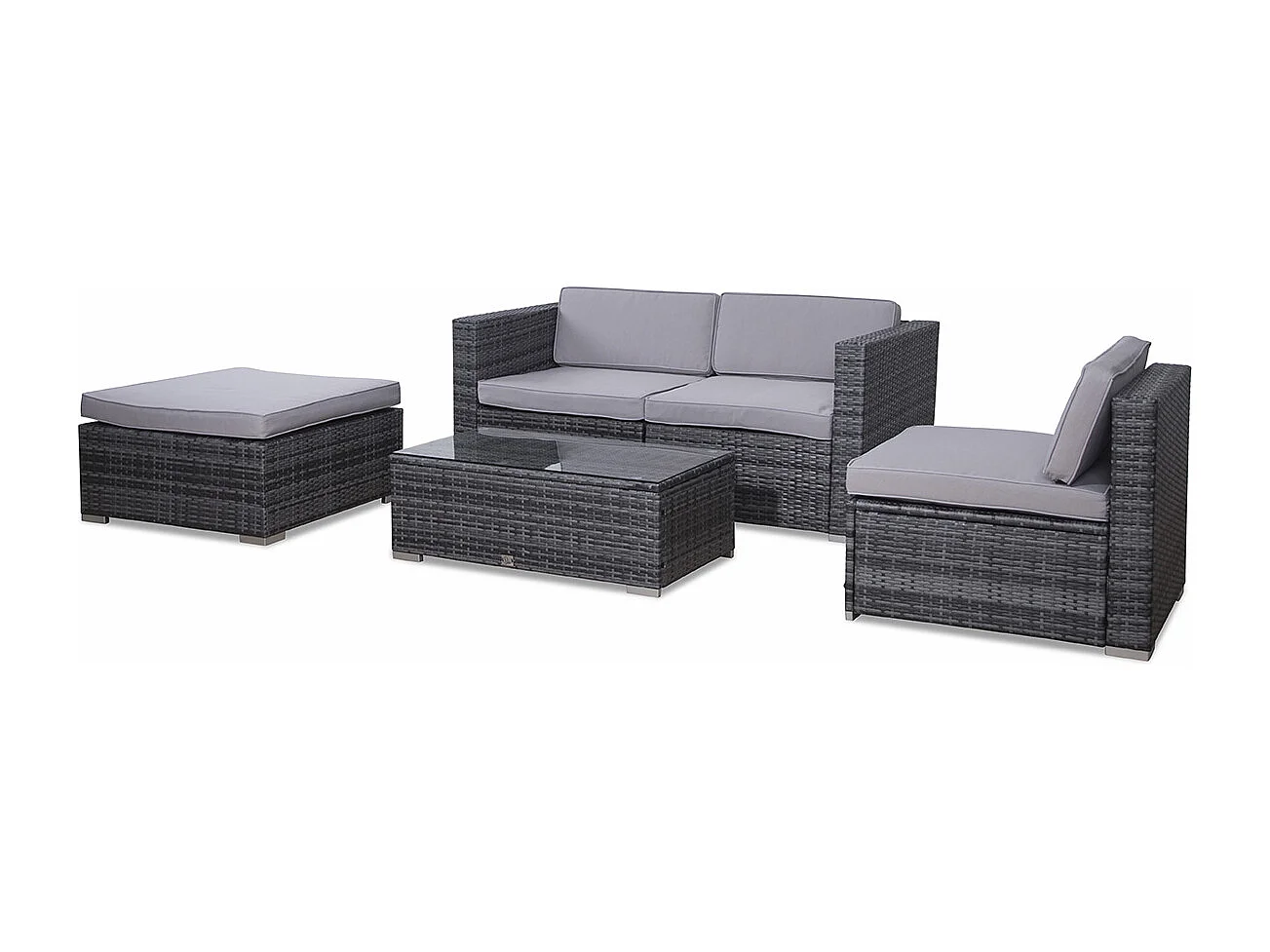 SVITA CALIFORNIA salon de jardin avec housse salon de jardin en polyrotin salon de balcon en rotin avec coussin gris