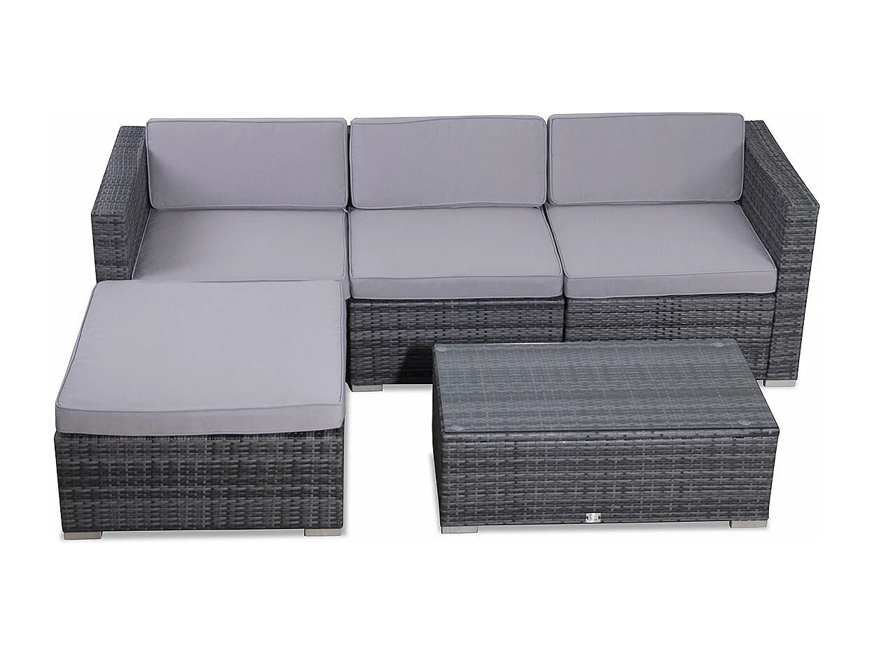 SVITA CALIFORNIA salon de jardin avec housse salon de jardin en polyrotin salon de balcon en rotin avec coussin gris