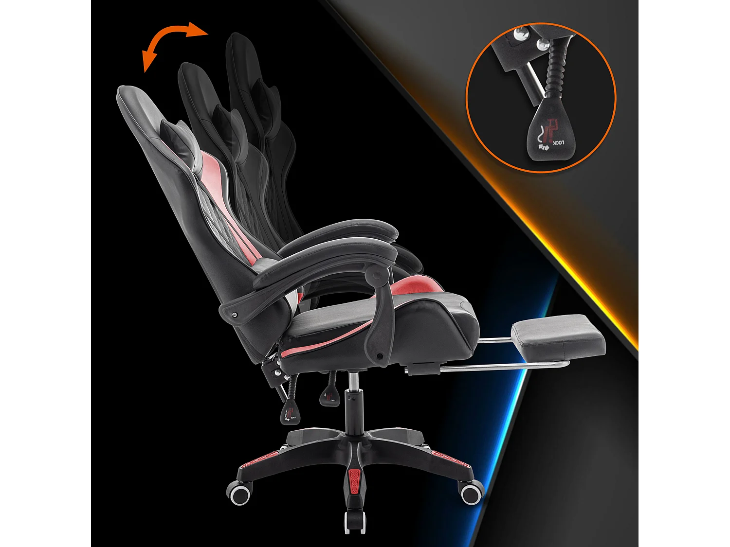 SVITA X-Stream chaise de jeu avec repose-pieds fauteuil de direction ergonomique rouge