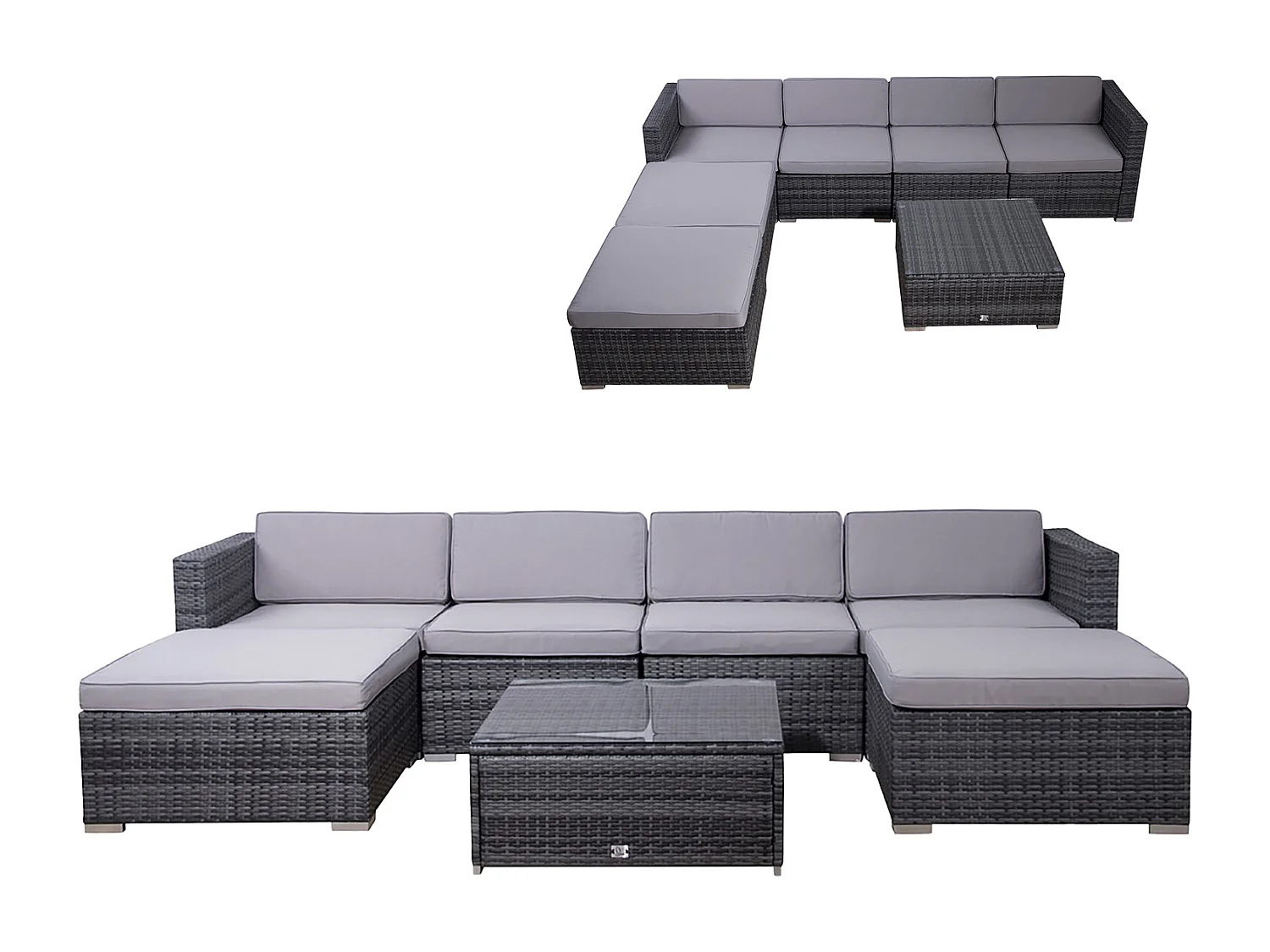 SVITA LUGANO salon de jardin en polyrotin salon de jardin canapé de jardin gris