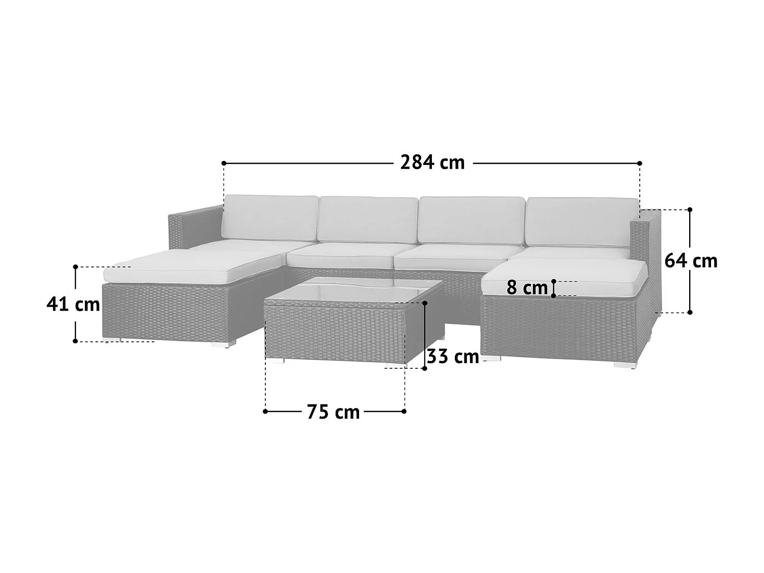 SVITA LUGANO salon de jardin en polyrotin salon de jardin canapé de jardin gris