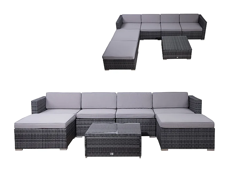 SVITA LUGANO salon de jardin en polyrotin salon de jardin canapé de jardin gris