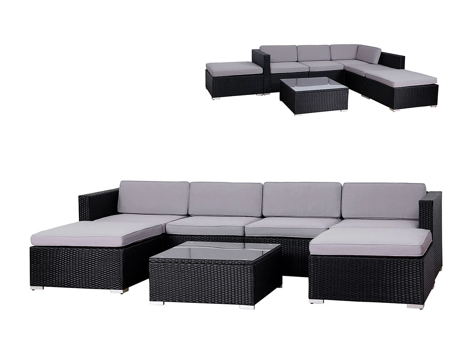 SVITA LUGANO salon de jardin en polyrotin salon de jardin canapé de jardin noir