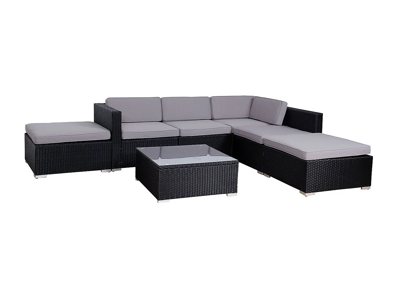 SVITA LUGANO salon de jardin en polyrotin salon de jardin canapé de jardin noir