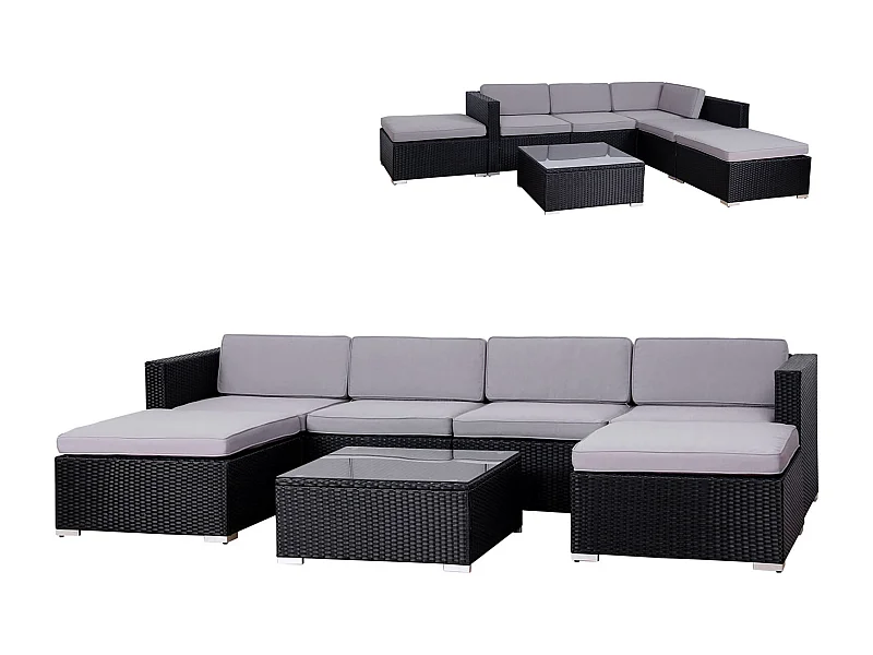 SVITA LUGANO salon de jardin en polyrotin salon de jardin canapé de jardin noir