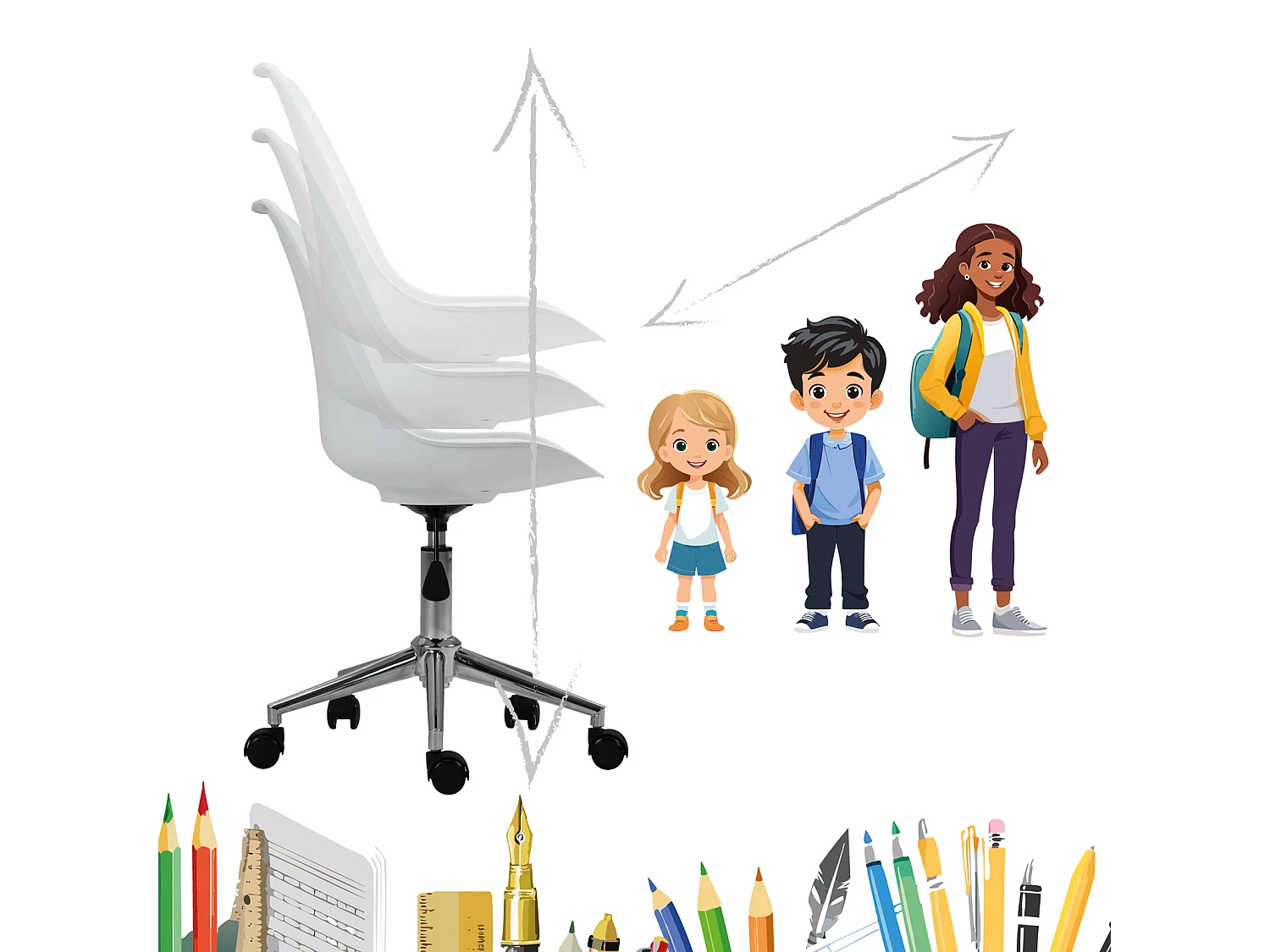 SVITA EDDY chaise de bureau pour enfants chaise pivotante chaise de bureau pour enfants blanc