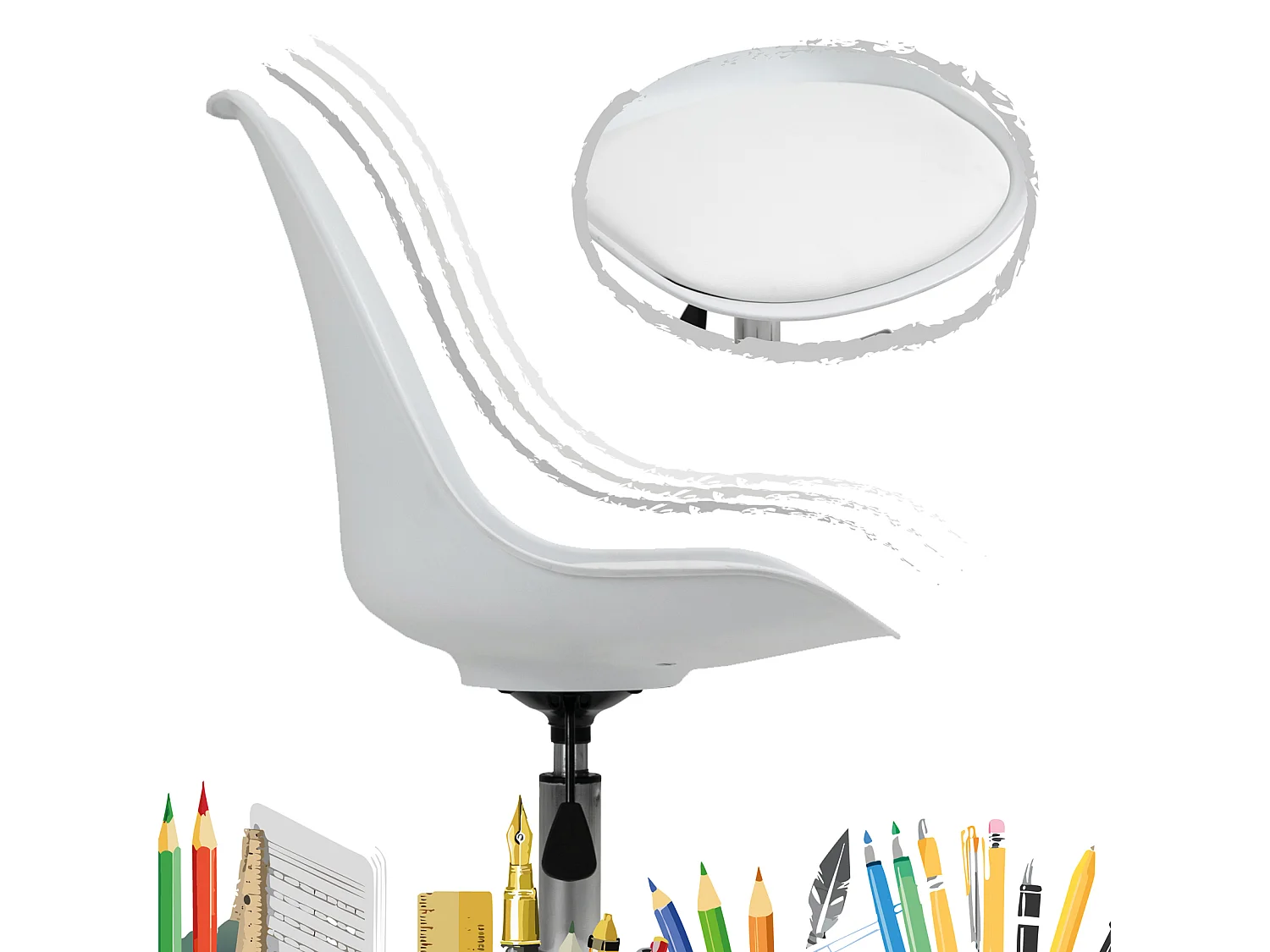 SVITA EDDY chaise de bureau pour enfants chaise pivotante chaise de bureau pour enfants blanc