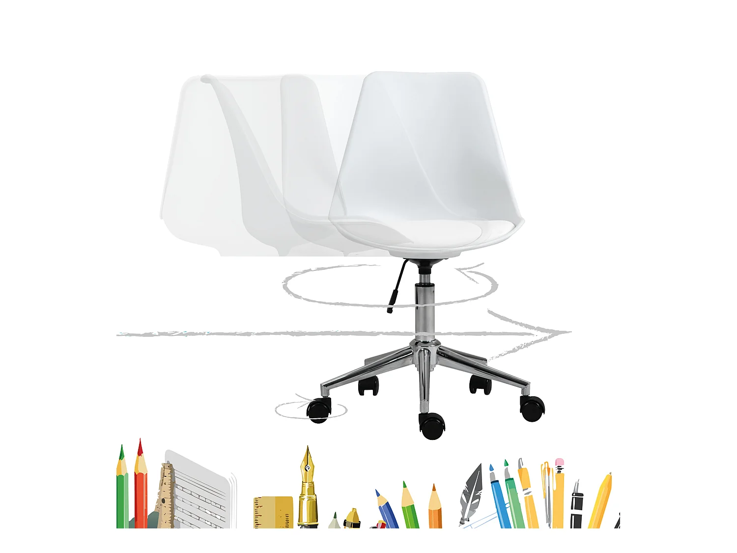SVITA EDDY chaise de bureau pour enfants chaise pivotante chaise de bureau pour enfants blanc