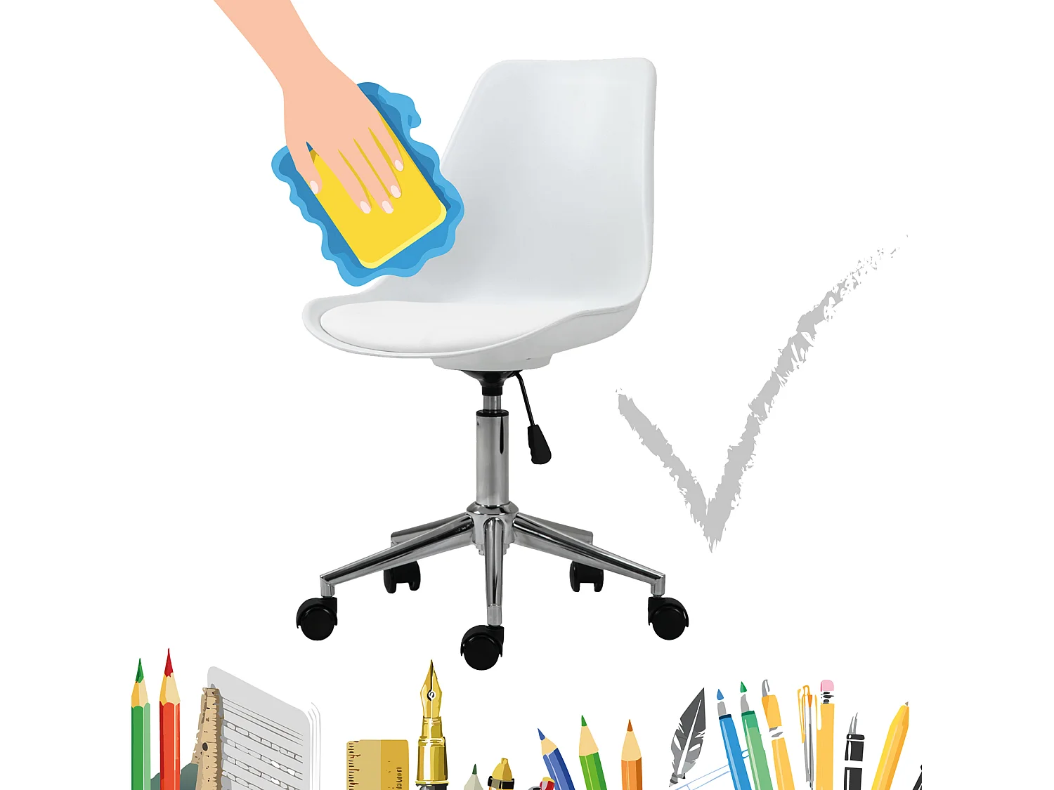 SVITA EDDY chaise de bureau pour enfants chaise pivotante chaise de bureau pour enfants blanc