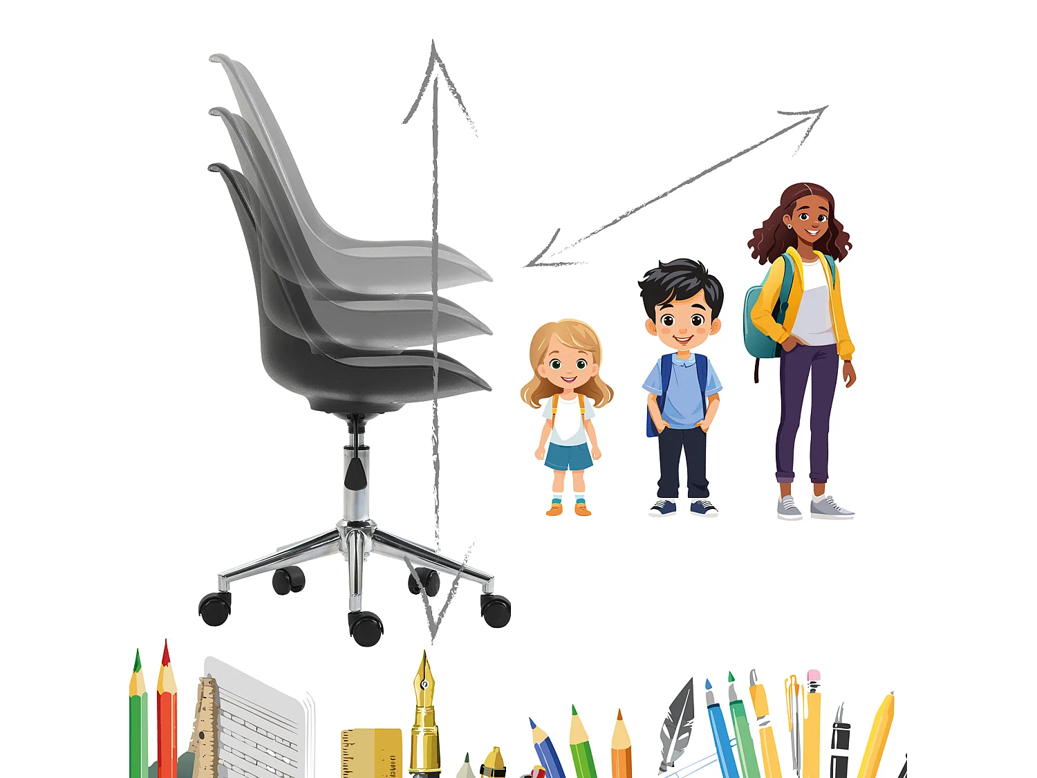 SVITA EDDY chaise de bureau pour enfants chaise pivotante chaise de bureau pour enfants noir