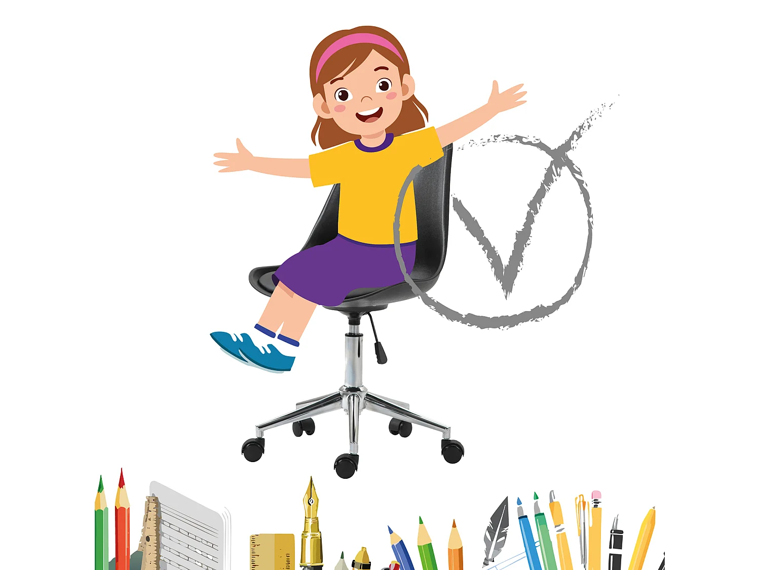 SVITA EDDY chaise de bureau pour enfants chaise pivotante chaise de bureau pour enfants noir