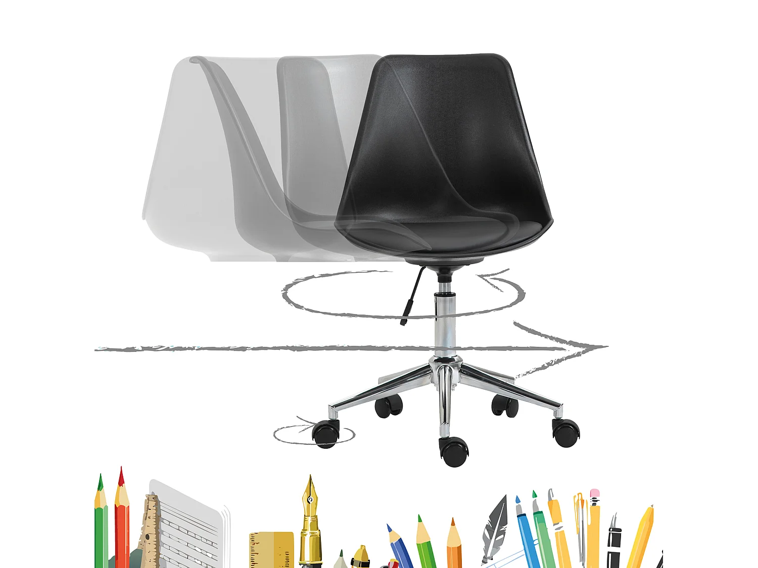 SVITA EDDY chaise de bureau pour enfants chaise pivotante chaise de bureau pour enfants noir