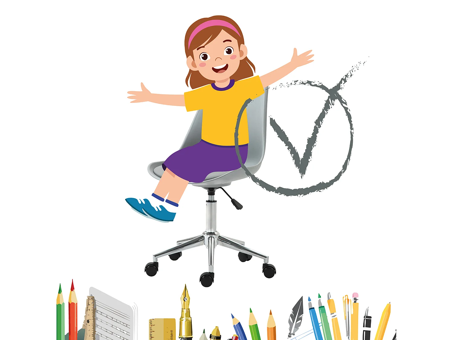 SVITA EDDY chaise de bureau pour enfants chaise pivotante chaise de bureau pour enfants gris