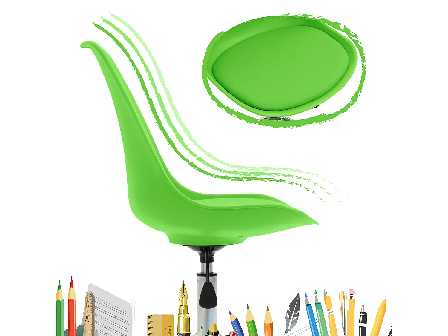 SVITA EDDY chaise de bureau pour enfants chaise pivotante chaise de bureau pour enfants vert