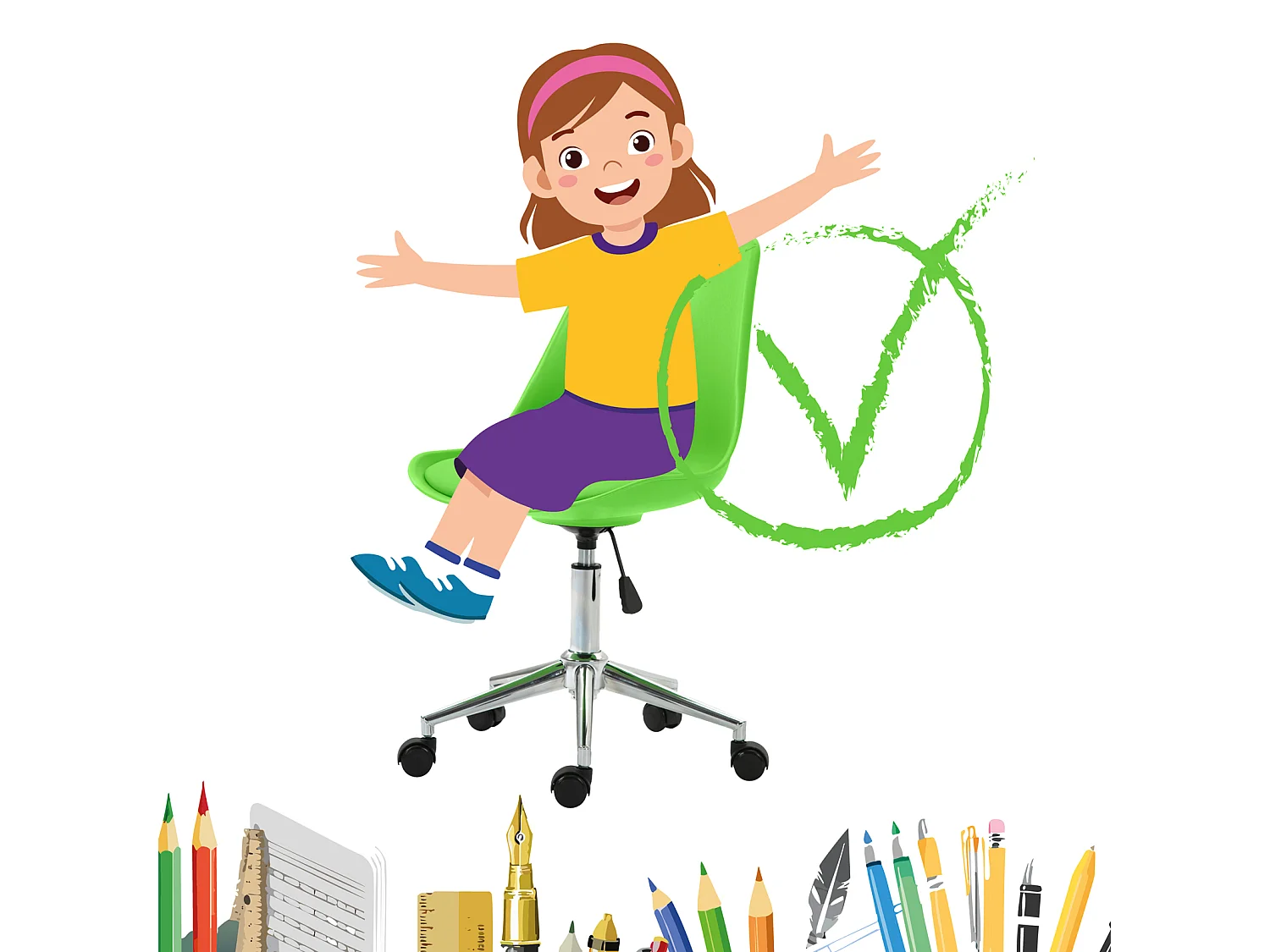 SVITA EDDY chaise de bureau pour enfants chaise pivotante chaise de bureau pour enfants vert