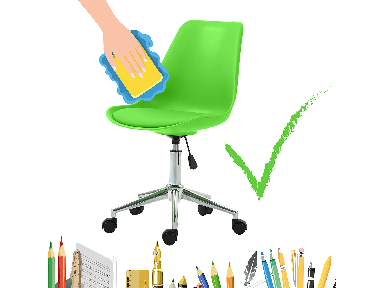 SVITA EDDY chaise de bureau pour enfants chaise pivotante chaise de bureau pour enfants vert