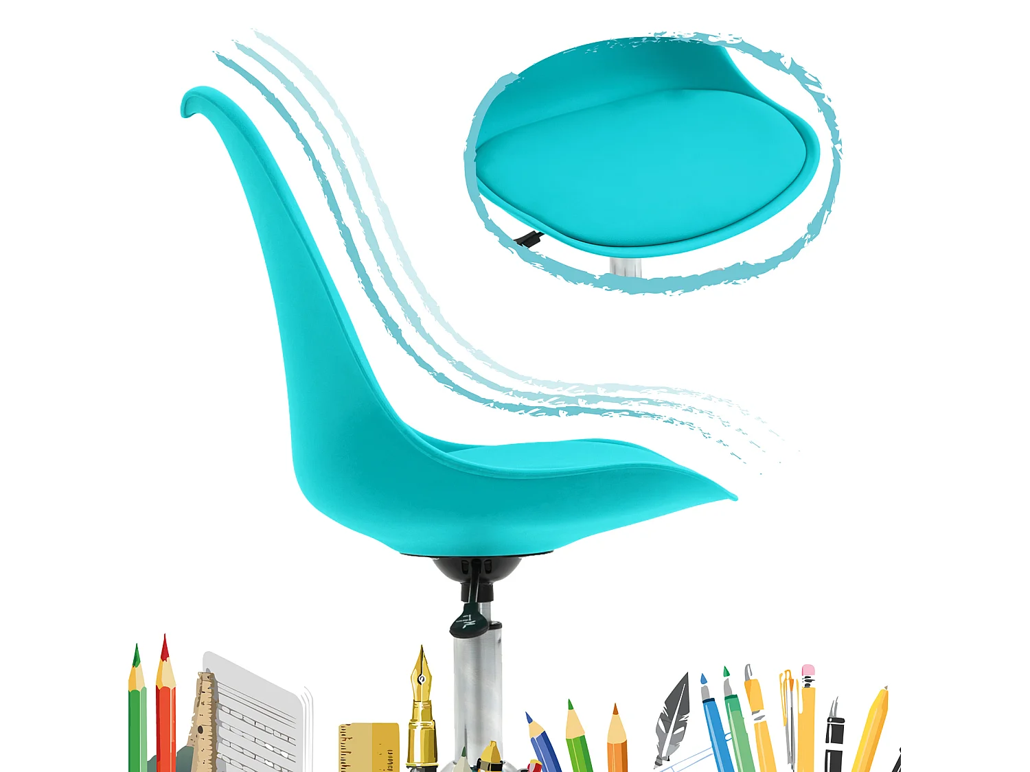 SVITA EDDY chaise de bureau pour enfants chaise pivotante chaise de bureau pour enfants turquoise