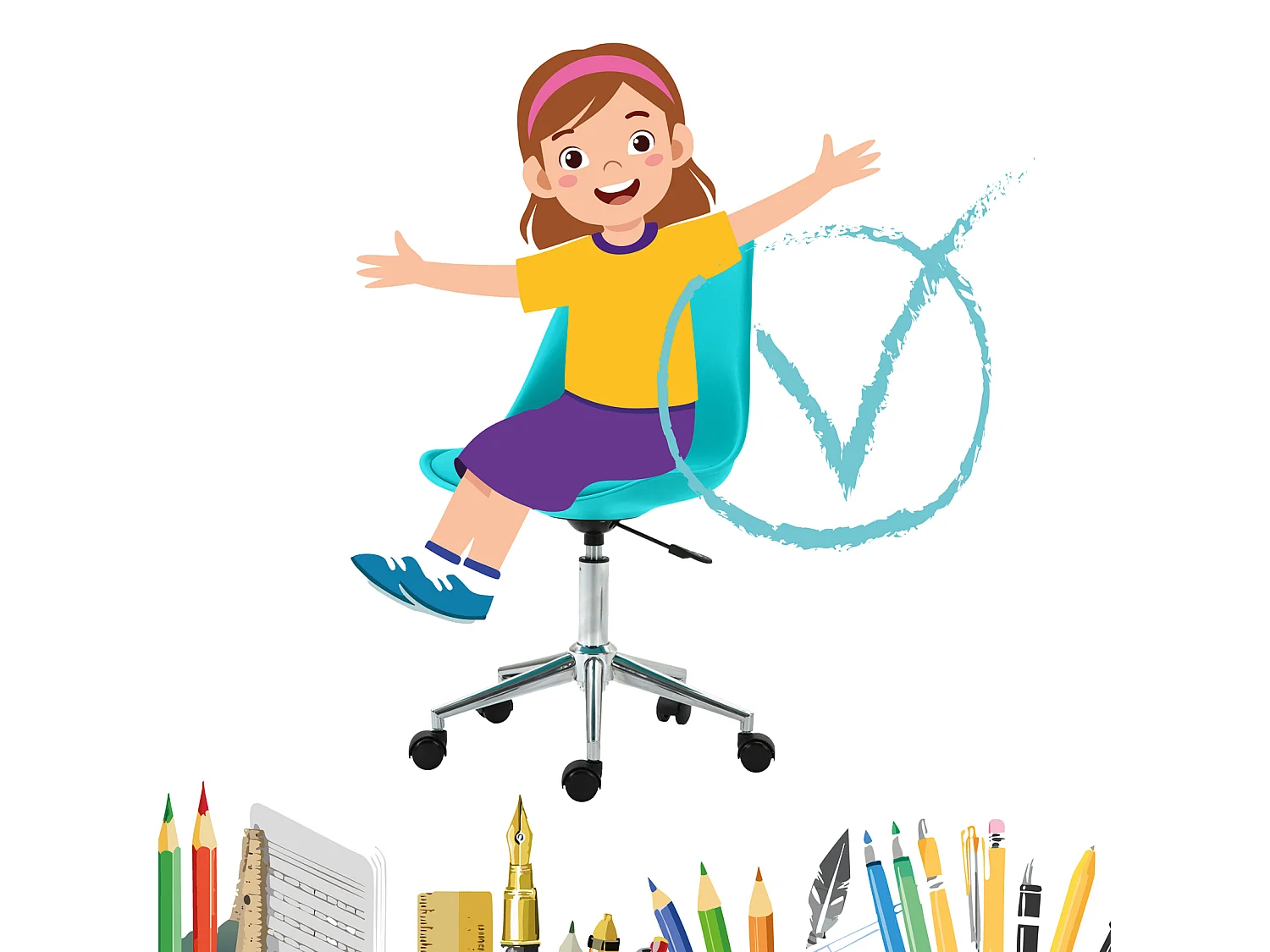 SVITA EDDY chaise de bureau pour enfants chaise pivotante chaise de bureau pour enfants turquoise