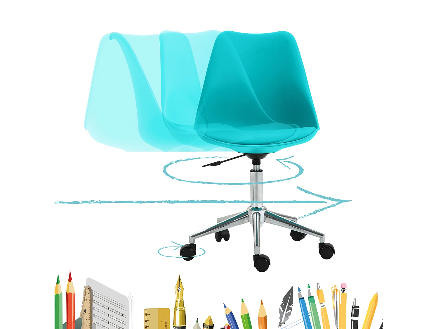 SVITA EDDY chaise de bureau pour enfants chaise pivotante chaise de bureau pour enfants turquoise