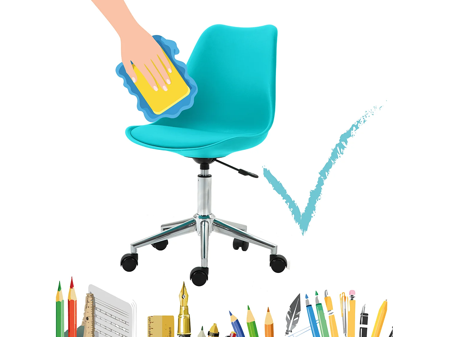 SVITA EDDY chaise de bureau pour enfants chaise pivotante chaise de bureau pour enfants turquoise