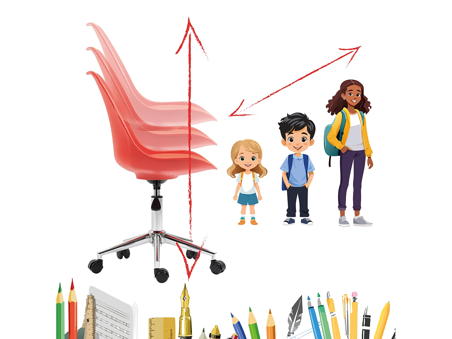 SVITA EDDY chaise de bureau pour enfants chaise pivotante chaise de bureau pour enfants rouge