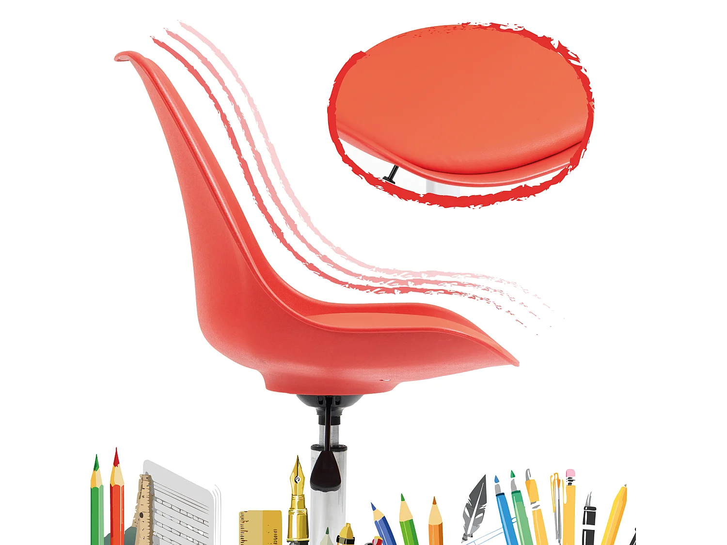 SVITA EDDY chaise de bureau pour enfants chaise pivotante chaise de bureau pour enfants rouge