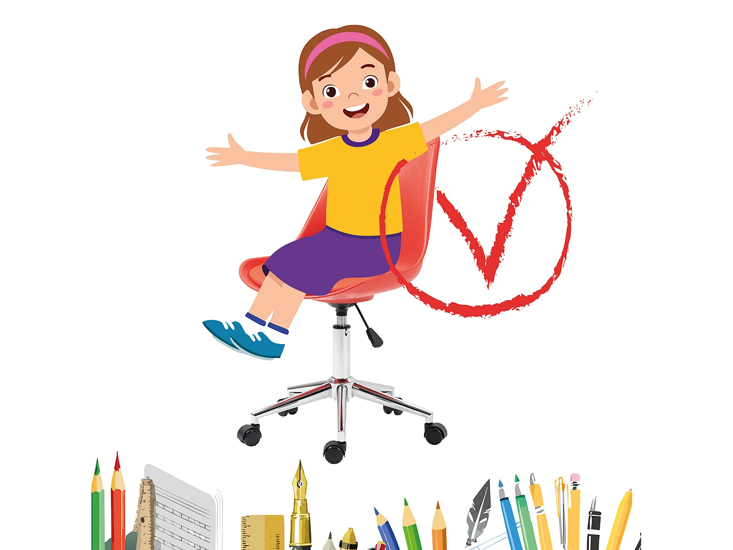 SVITA EDDY chaise de bureau pour enfants chaise pivotante chaise de bureau pour enfants rouge