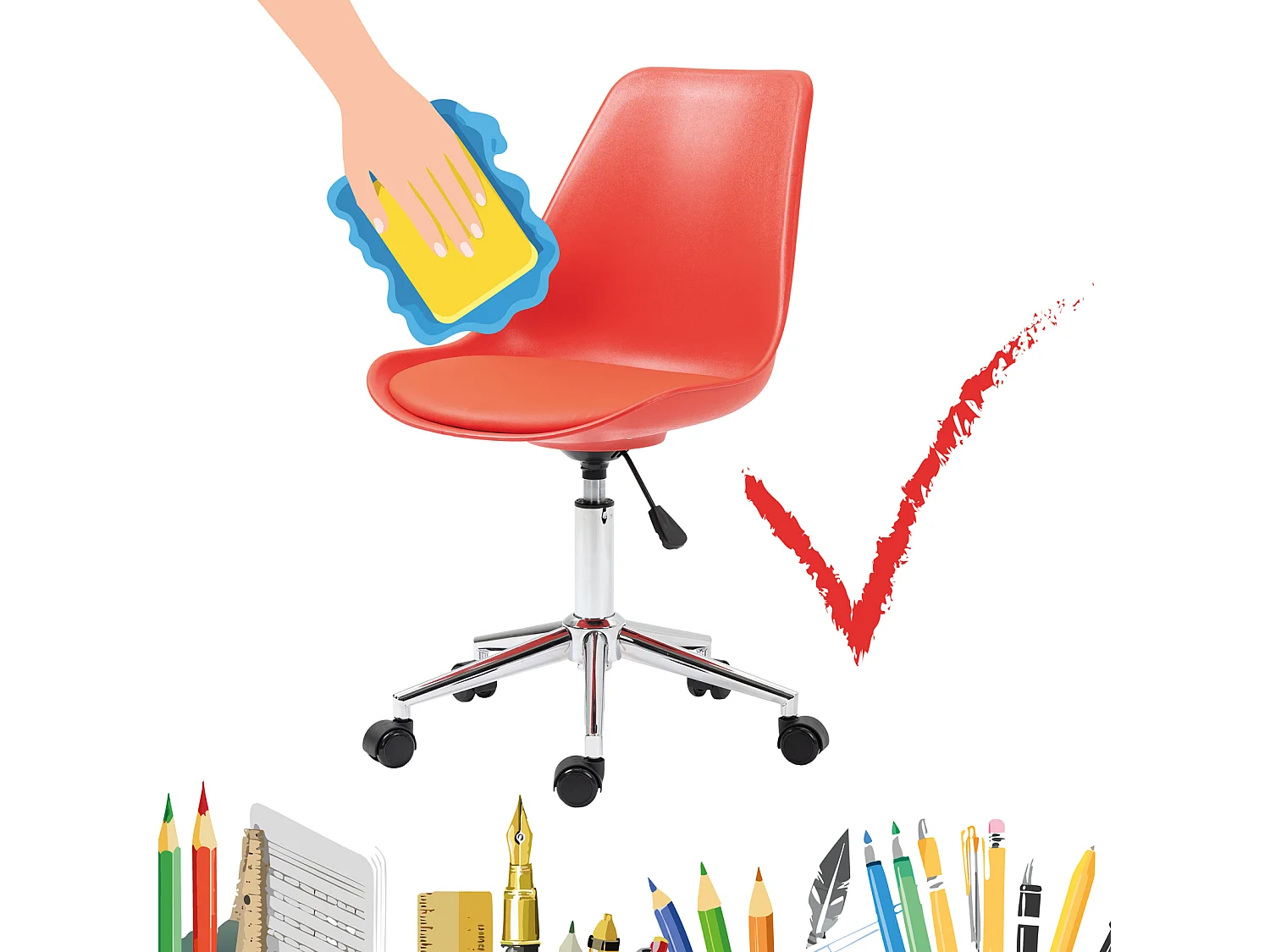 SVITA EDDY chaise de bureau pour enfants chaise pivotante chaise de bureau pour enfants rouge