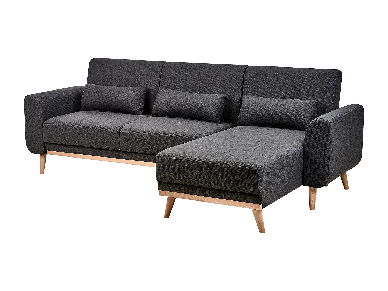 3-Sitzer Ecksofa mit Schlaffunktion Stoff schwarz linksseitig gepolstert Ollsta